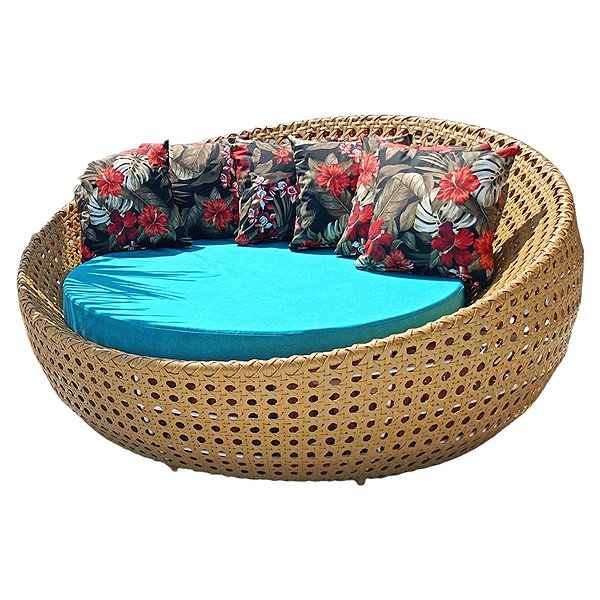 Chaise Sofá Redondo Concha 1,60m de Diâmetro Fibra Trama Indiana