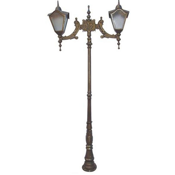 Poste Romano com 2 Luminárias Alumpínio de Jardim Área Externa