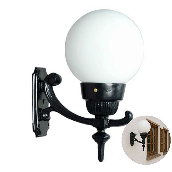 Luminária Globo Pequena 3 com Braço Externa Interna Alumínio 37cm