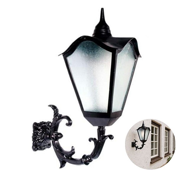 Arandela Luminária Colonial Romana Grande Com Braço Alumínio 80cm