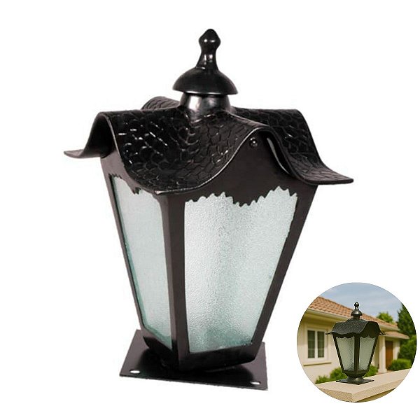 Luminária Colonial para Muro Madri em Alumínio e Vidro