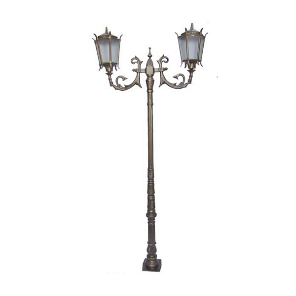 Poste Colonial Las Vegas para Jardim de Alumínio 2 Luminária Vidro 2,50m