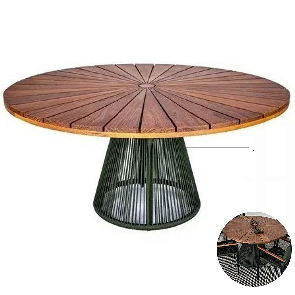 Mesa Jantar Viena 1,40m Corda Náutica Tampo Madeira