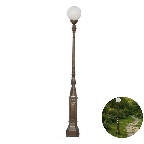 Poste Jardim em Alumínio Viena com 01 Globo