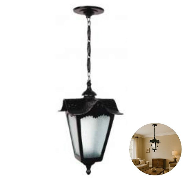 Luminária De Alumínio Colonial de Teto com Corrente Madri
