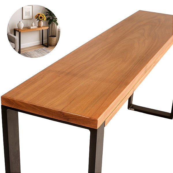 Mesa Aparador Sala Alumínio Pintura Eletrostática Tampo de Madeira