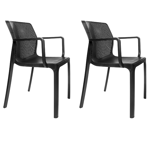 Kit 2 Cadeiras Sardenha Polipropileno Mesa Jantar Cozinha Varanda Jardim Piscina Escritório