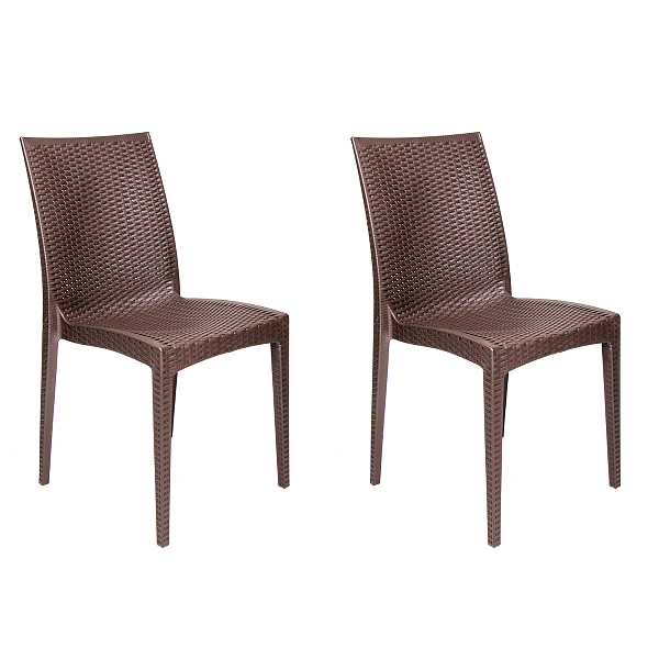 Kit 2 Cadeiras Rattan Polipropileno Mesa Jantar Cozinha Varanda Jardim Piscina Escritório
