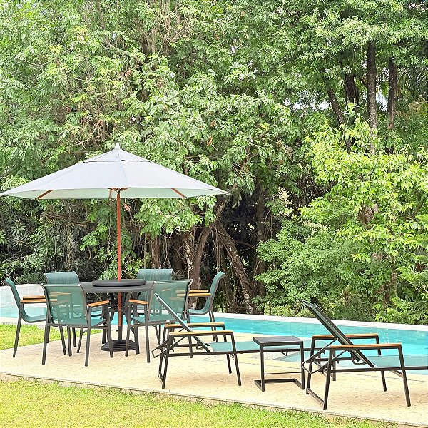 Kit Nossa Kasa Móveis Piscina Cadeira Mesa Espreguiçadeira Verde