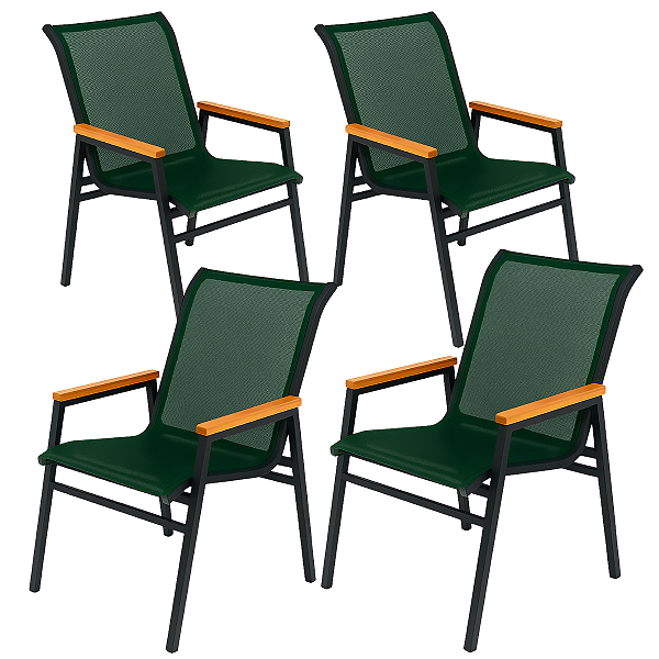 Kit 4 Cadeiras Jardim Gourmet Área Externa Sala De Jantar Nossa Kasa