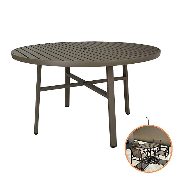 Mesa Verona Premium Redonda Alumínio 1,00m Jardim Piscina Antiferrugem