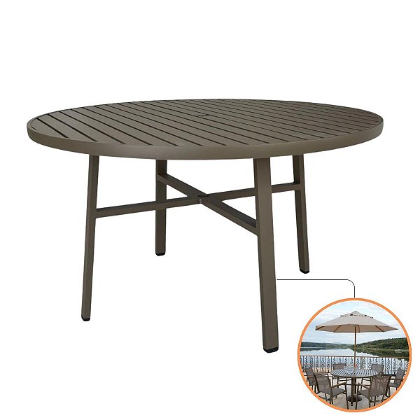 Mesa Verona Premium Redonda Alumínio 1,30m Jardim Piscina Antiferrugem