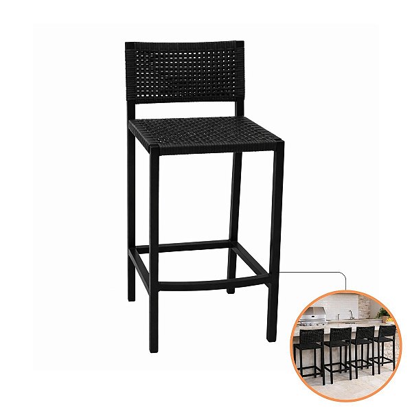 Banqueta Sunset Para Balcão Cozinha Americana Fibra Sintética