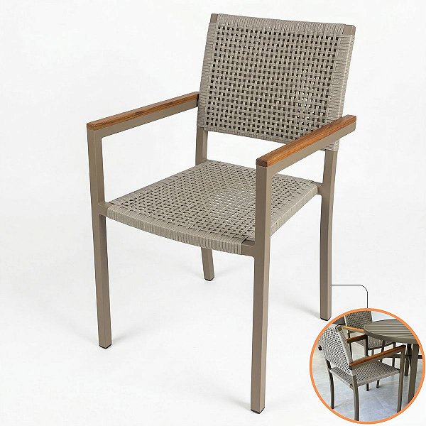 Poltrona Venza Fibra Sintética E Alumínio Área Gourmet e Área Externa