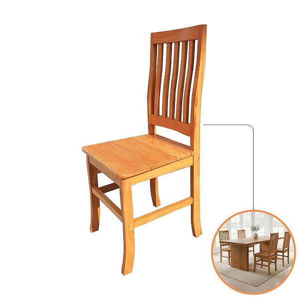 Cadeira  Para Mesa Jantar Madeira Maciça Peroba Rosa Encosto Alto Rústica Luxo