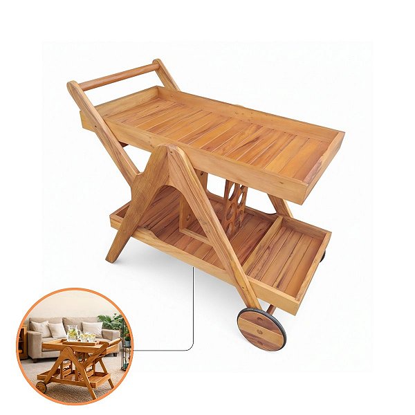 Carrinho Bar Adega  Style  Madeira Demolição Peroba Rosa Com Rodas Rústico Luxo