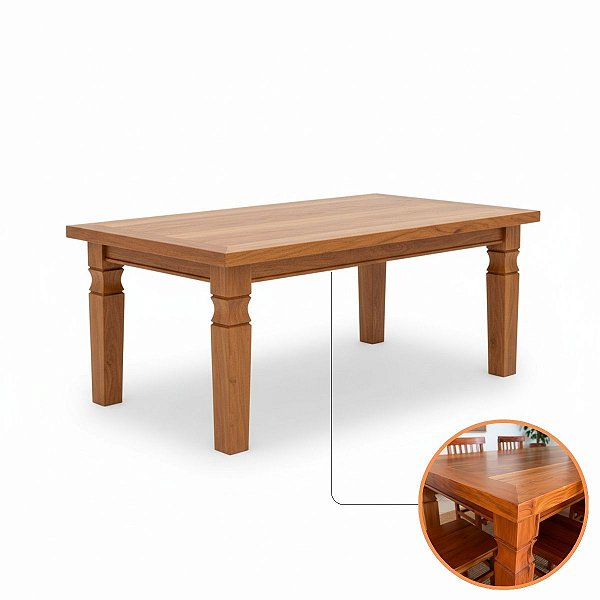 Mesa Jantar Mineira Madeira Maciça Peroba Rosa Rústica 2,00 x 1,00m
