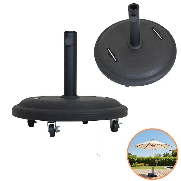Base Para Ombrelone Com Rodinhas Trava 26kg Reforçada Pesada