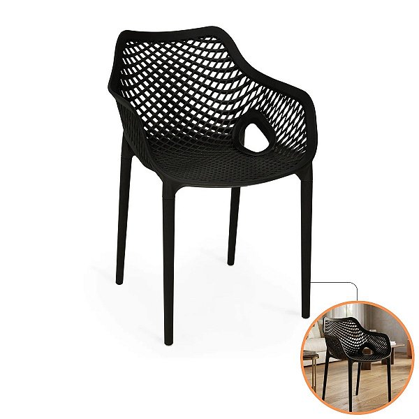 Cadeira Suits Moderna Preta Para Sala De Jantar E Varanda Gourmet