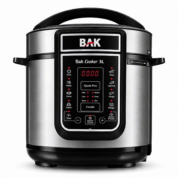 Panela de Pressão Elétrica Digital BAK 5L 900W 15 Funções 127V/220V