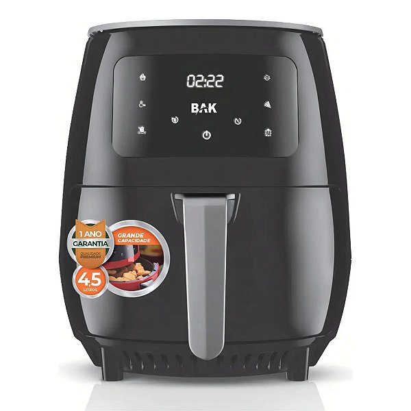 Air Fryer BAK 4,5L Digital Touch Preta Fritadeira sem Óleo 127V