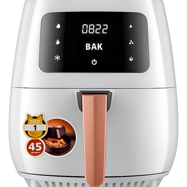 Air Fryer Digital BAK 4,5 Litros Branca Fritadeira Elétrica sem Óleo 127V/220V