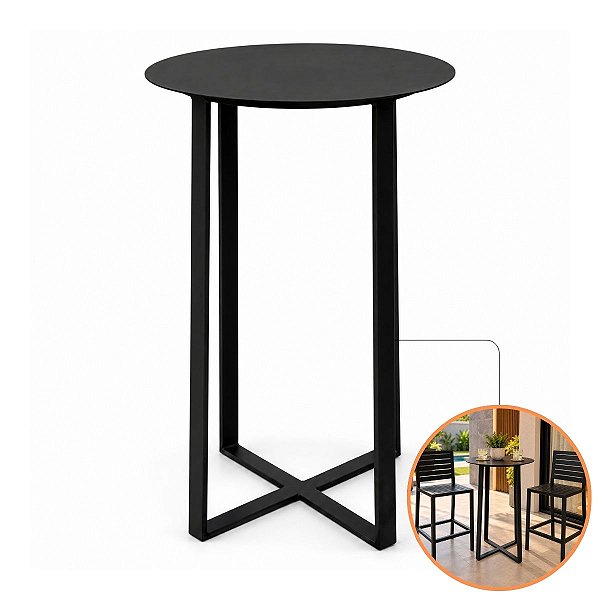 Mesa Bistrô de Alumínio Tubular com Tampo de Chapa