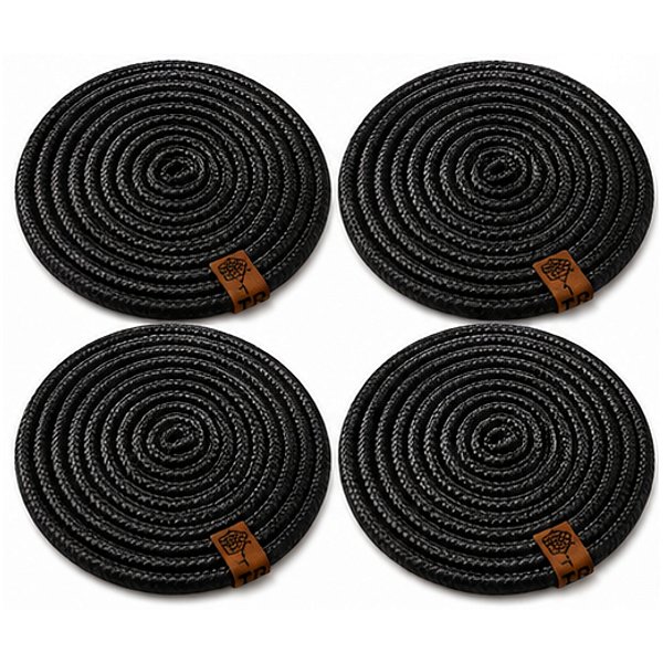 4 Porta Copos Essenza Artesanal Corda Náutica Antiderrapanti Preto
