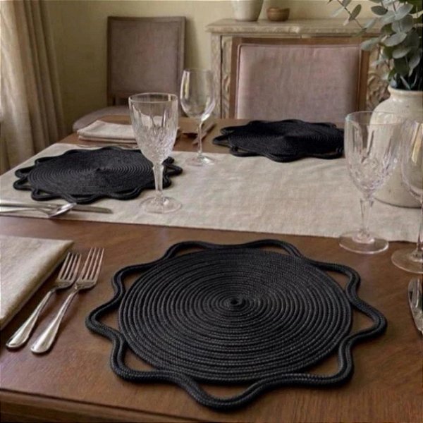 4 Sousplat Corda Náutica Serena Redondo para Mesa de Jantar