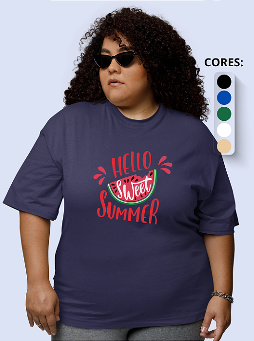 T-shirt Plus Size Feminina "Hello sweet summer"