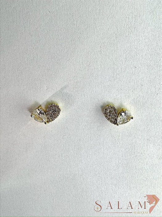 Brinco cristal zircônia e pedra