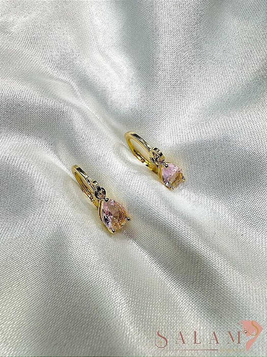 brinco gota rosa