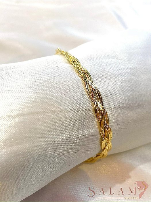 Pulseira Trança laminada