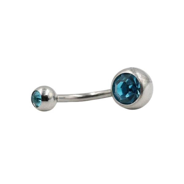 Piercing de umbigo com strass Turquesa (Aço Cirúrgico)