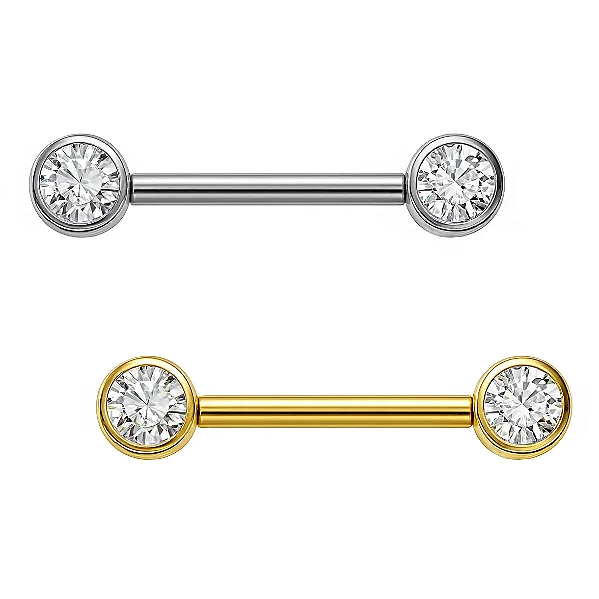Piercing de Mamilo com Zircônias (Titânio)