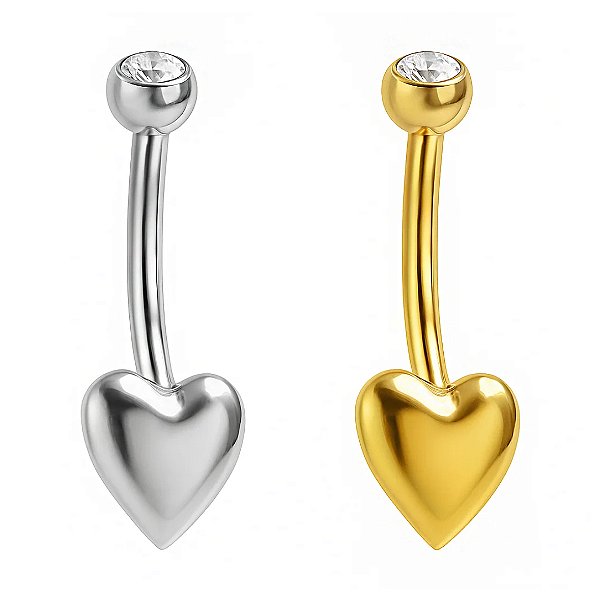 piercing de umbigo coraçao liso (titanio)