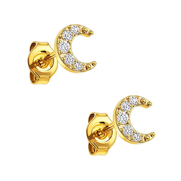 Par de brincos Lua cravejada ( Titânio)