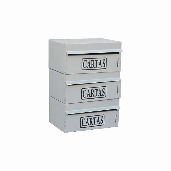 Caixa Correio Condomínio 3 Módulos - 15x23x33 para muro (abre pela frente)