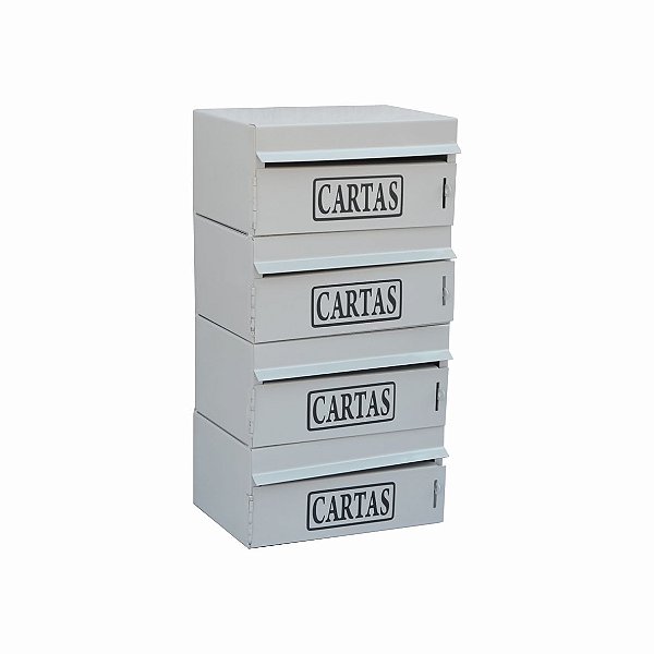 Caixa Correio Condomínio 4 Módulos  - 15x23x44 para muro (abre pela frente)