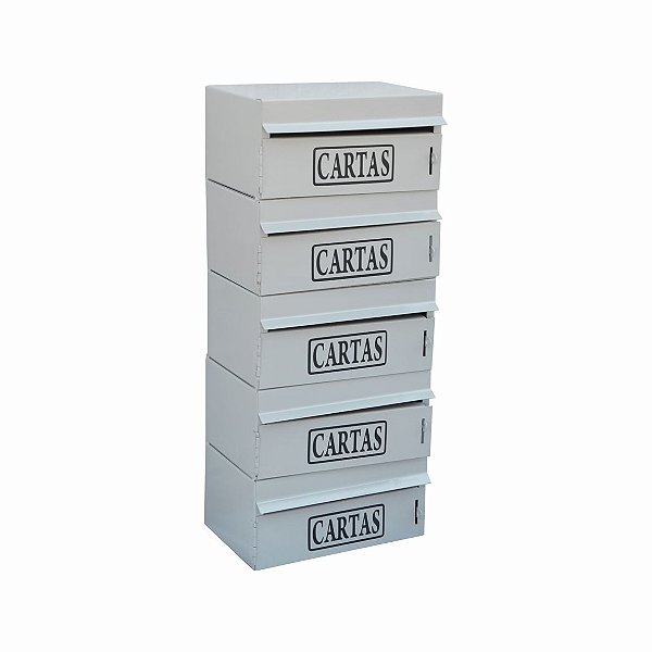Caixa Correio Condomínio 5 Módulos  - 15x23x55 para muro (abre pela frente)