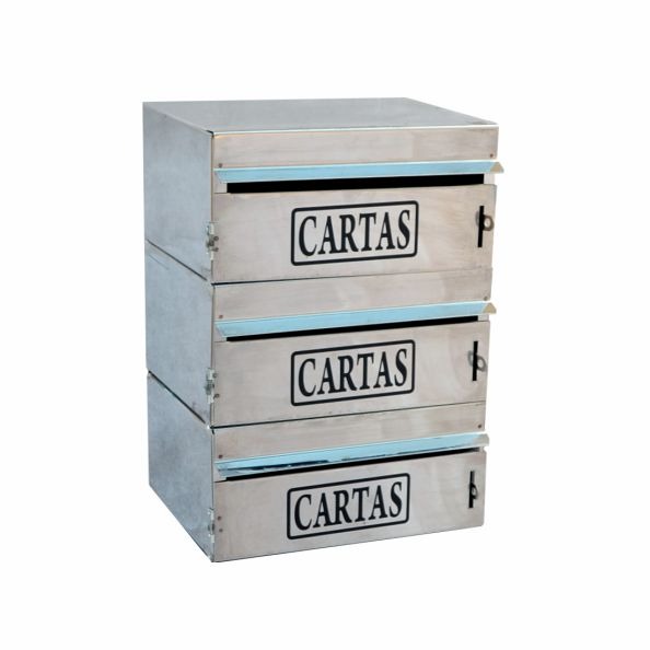 Caixa Correio Condomínio 3 Módulos - 15x23x33 para muro (abre pela frente)