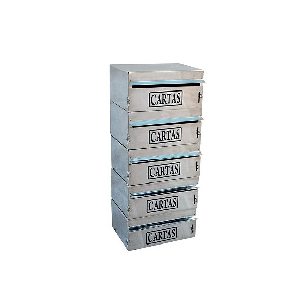 Caixa Correio Condomínio 5 Módulos - 15x23x55 para muro (abre pela frente)