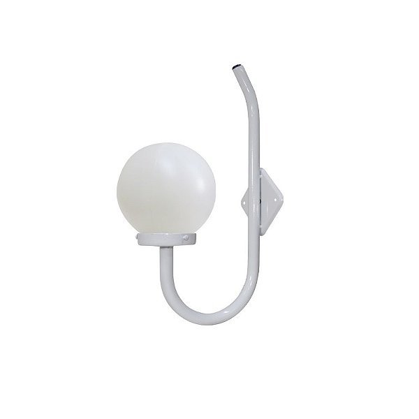 Luminária Globo Pequeno C/ Braço Curvo - Branca