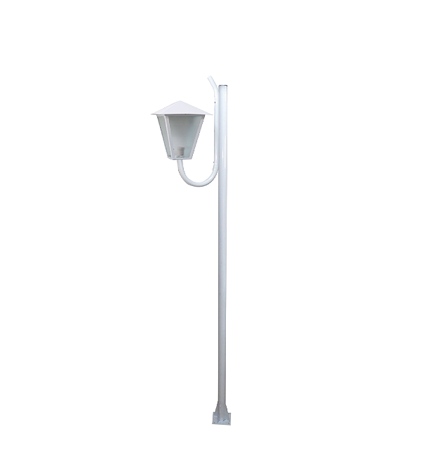 Luminária Romana C/ Poste de Braço Curvo Branca - 2 Metros