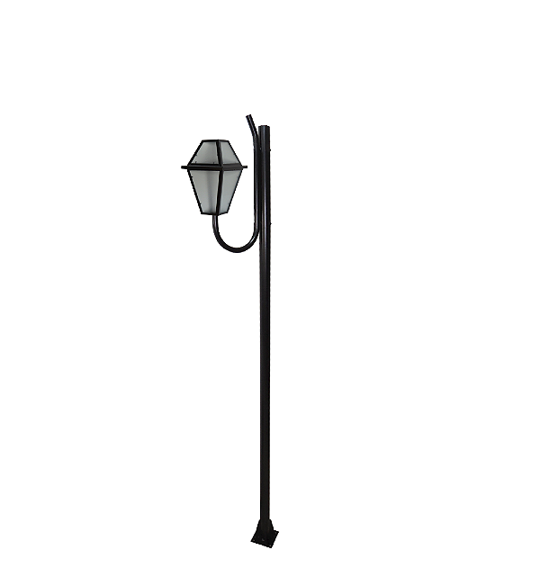Luminária Imperial C/ Poste de Braço Curvo Preta - 2 Metros