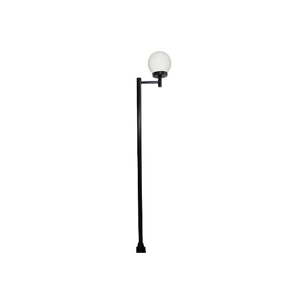 Luminária Globo Pequeno C/ Poste de Braço Reto Preto - 2 Metros