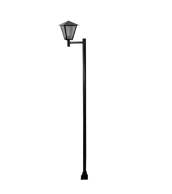 Luminária Romana C/ Poste de Braço Reto Preto - 2 Metros