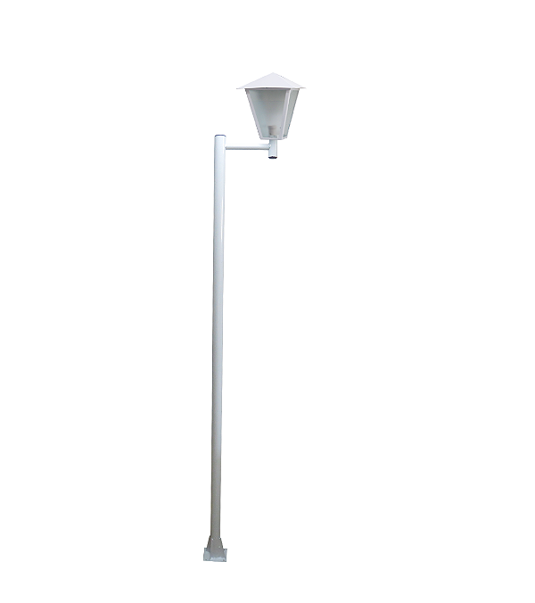 Luminária Romana C/ Poste de Braço Reto Branco - 3 Metros