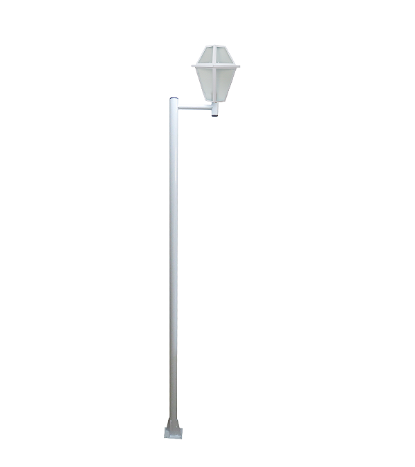 Luminária Imperial C/ Poste de Braço Reto Branco - 2 Metros