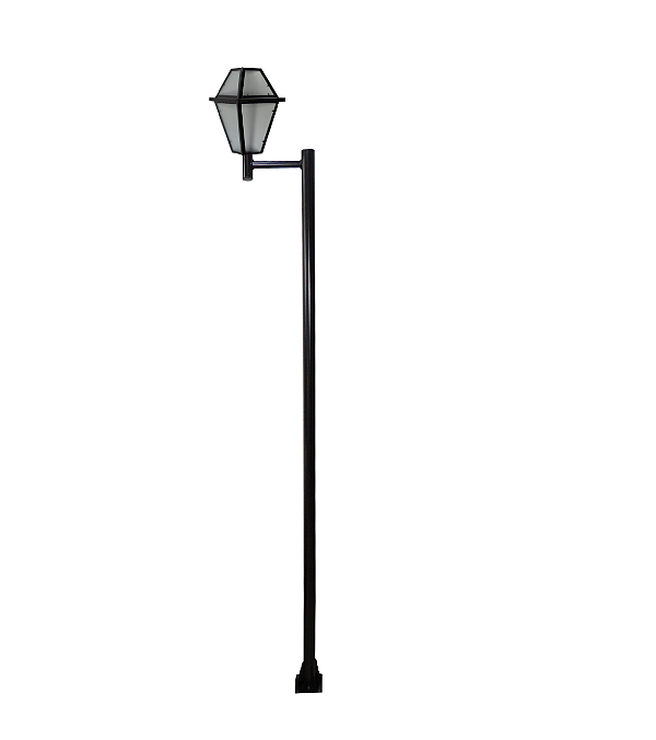 Luminária Imperial C/ Poste de Braço Reto Preto - 3 Metros